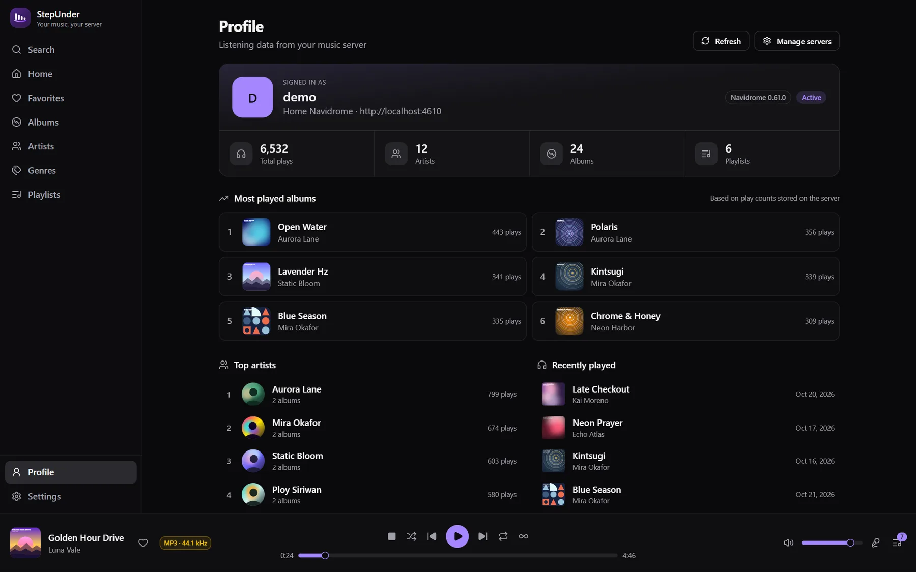 Profile — Listening stats from your server